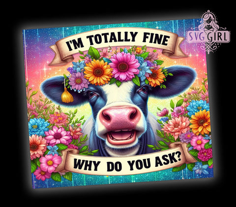 Funny Cow 20oz Tumbler Wrap Sublimation Design, Straight Tapered Tumbler Wrap, Sarcastic Tumbler Png, Instant Digital Download Sublimation SvggirlplusArt 