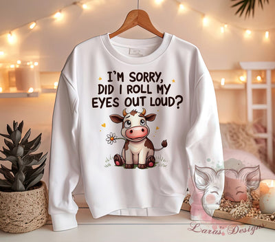 Funny Cow Art, Sarcastic Quote, Eye Roll Humor, Cow PNG, Whimsical Design, Animal Sublimation, Digital Download, Cute Cow Gift Sublimation Lara' s Designs 