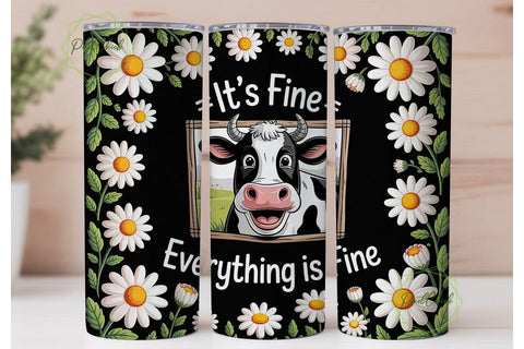 Funny Cow & Daisy 20oz Tumbler Wrap Sublimation PixelChick 