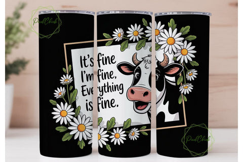 Funny Cow & Daisy 20oz Tumbler Wrap Sublimation PixelChick 