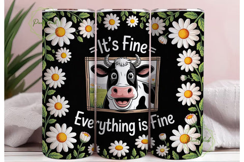 Funny Cow & Daisy 20oz Tumbler Wrap Sublimation PixelChick 