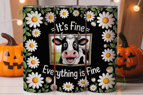 Funny Cow & Daisy 20oz Tumbler Wrap Sublimation PixelChick 