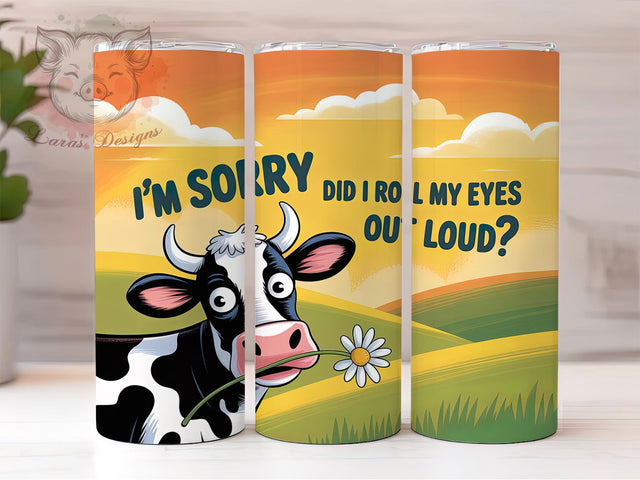 Funny Cow Eye Roll 20oz Tumbler Wrap, Funny Cow Wrap, Farmhouse Humor Design, Cow Sublimation PNG, 20oz Tumbler Wrap, Rustic Cow Wrap, Funny Farm Quote Sublimation Lara' s Designs 