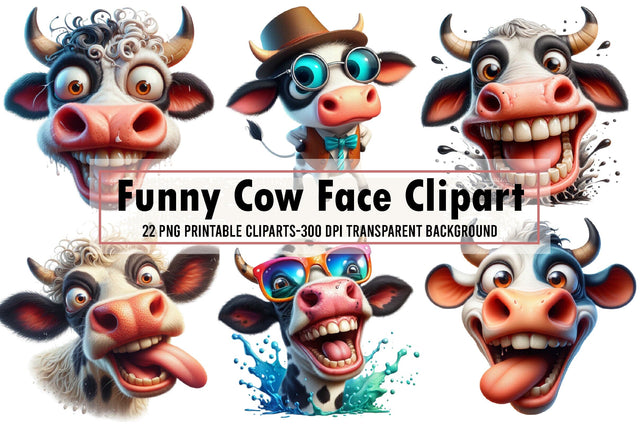 Funny Cow Face Sublimation Clipart Sublimation designartist 
