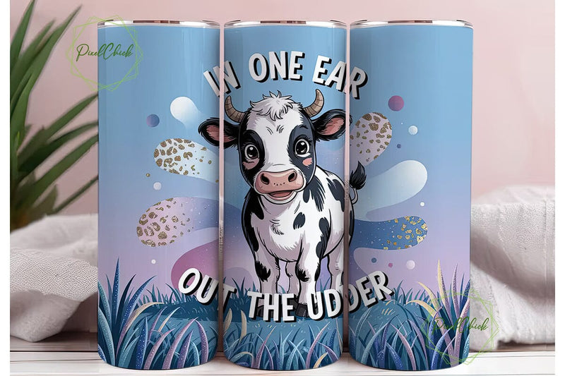 Funny Cow Glitter Spots 20oz Tumbler Sublimation PixelChick 