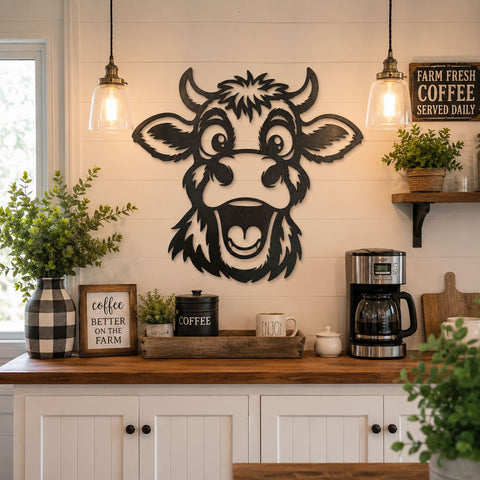 Funny Cow Laser SVG | Cute Cow Face DXF Png Eps | Farm Animal Metal Wall Art Cut File | CNC Plasma Laser Cut Design | Instant Download SVG HappyDesignStudio 