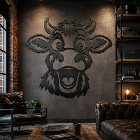 Funny Cow Laser SVG | Cute Cow Face DXF Png Eps | Farm Animal Metal Wall Art Cut File | CNC Plasma Laser Cut Design | Instant Download SVG HappyDesignStudio 