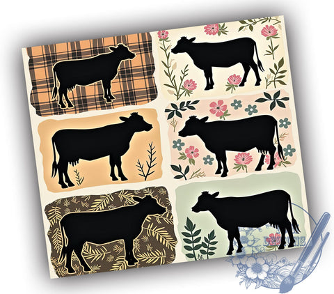 Funny Cow Tumbler, Floral Cow Design, Boho Tumbler Wrap, 20oz Tumbler, Sublimation Design, Farm Animal Decor, Cute Cow Gift, Animal Lover Tumbler Sublimation ToriDesigns 