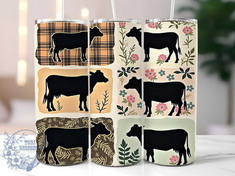 Funny Cow Tumbler, Floral Cow Design, Boho Tumbler Wrap, 20oz Tumbler, Sublimation Design, Farm Animal Decor, Cute Cow Gift, Animal Lover Tumbler Sublimation ToriDesigns 