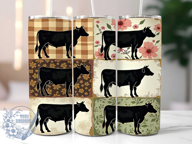 Funny Cow Tumbler, Floral Cow Design, Boho Tumbler Wrap, 20oz Tumbler, Sublimation Design, Farm Animal Decor, Cute Cow Gift, Animal Lover Tumbler Sublimation ToriDesigns 