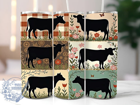 Funny Cow Tumbler, Floral Cow Design, Boho Tumbler Wrap, 20oz Tumbler, Sublimation Design, Farm Animal Decor, Cute Cow Gift, Animal Lover Tumbler Sublimation ToriDesigns 