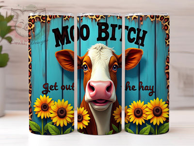 Funny Cow Tumbler, Moo Bitch Design, Sarcastic Quote, Sublimation Wrap, 20oz Tumbler, Humor Gift, Cow Lover Gift Sublimation Lara' s Designs 