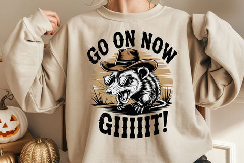 Funny Cowboy Possum PNG , Go on Now Giiiiit! Png SVG DesignDestine 