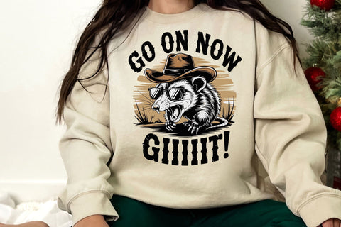Funny Cowboy Possum PNG , Go on Now Giiiiit! Png SVG DesignDestine 
