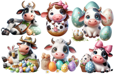 Funny Cows Easter Eggs Png Bundle Sublimation designartist 