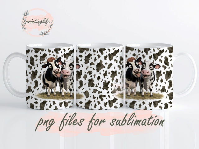 Funny Cows Mug Wrap Design, Instant Digital Design Download Mug Wrap Design, Mug Design PNG Sublimation PrintingLife 