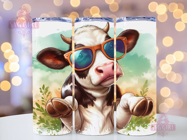 Funny Cows Watercolor Farm Animals 20oz Tumbler Wrap Sublimation Design, Straight Tapered Tumbler Wrap, Cute Cow Tumbler Png, Instant Digital Download Sublimation SvggirlplusArt 