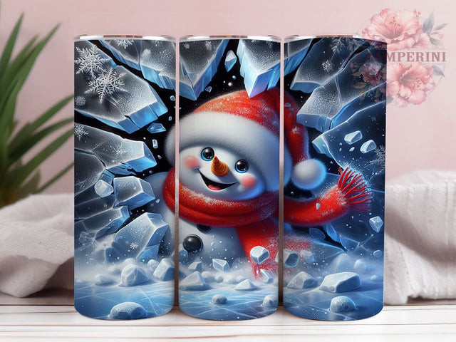 Funny Cracked Wall Snowman Tumbler, Cracked Wall Christmas Wrap, Humorous Holiday Sublimation, Festive Snowman Cup, 20Oz Skinny Tumbler Wrap, Comical Winter Mug, Jolly Snowman Design Sublimation Li Zamperini 