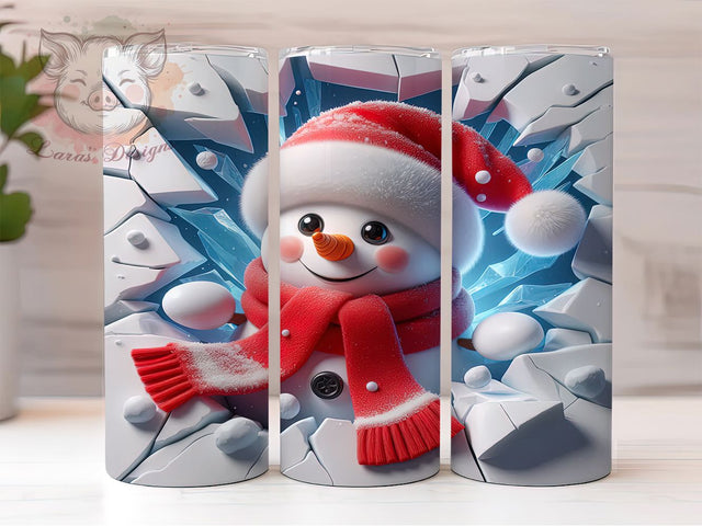 Funny Cracked Wall Snowman Tumbler, Cracked Wall Snowman, Humorous Winter Tumbler, 20Oz Wrap Design, Snowman Sublimation, Funny Holiday Art, Winter Comedy Theme Sublimation Lara' s Designs 