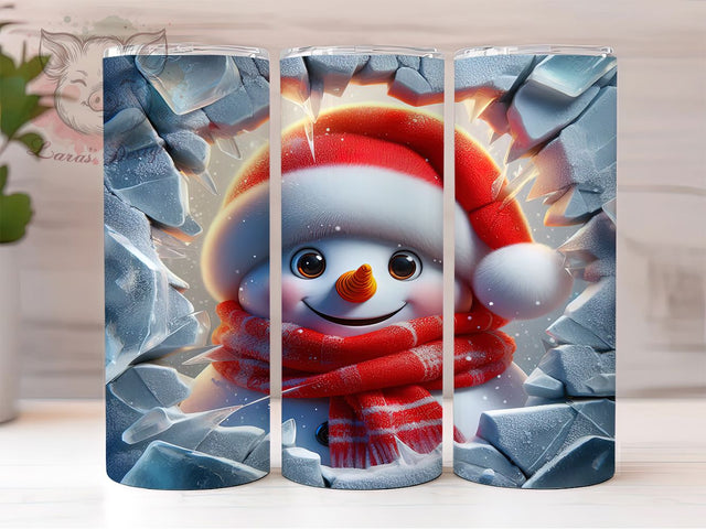 Funny Cracked Wall Snowman Tumbler, Cracked Wall Snowman, Humorous Winter Tumbler, 20Oz Wrap Design, Snowman Sublimation, Funny Holiday Art, Winter Comedy Theme Sublimation Lara' s Designs 