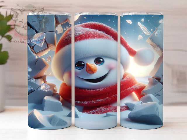 Funny Cracked Wall Snowman Tumbler, Cracked Wall Snowman, Humorous Winter Tumbler, 20Oz Wrap Design, Snowman Sublimation, Funny Holiday Art, Winter Comedy Theme Sublimation Lara' s Designs 