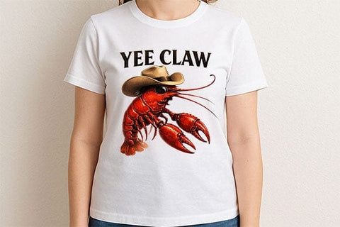 Funny Crawfish PNG Yee Caw Cowboy Sublimation Design SVG BillahCrafts 