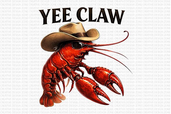 Funny Crawfish PNG Yee Caw Cowboy Sublimation Design SVG BillahCrafts 