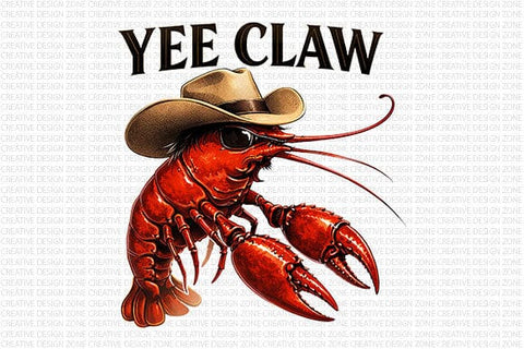 Funny Crawfish PNG Yee Caw Cowboy Sublimation Design SVG BillahCrafts 