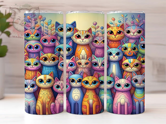 Funny Crazy Cat Tumbler, Cat Lover, Crazy Cat Lady, Whimsical Theme, Playful Design, 20Oz Tumbler, Sublimation Wrap Sublimation Lara' s Designs 