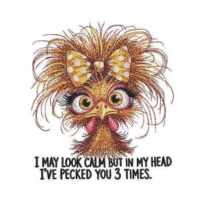 Funny Crazy Chicken Embroidery Design, Cute Chicken Machine Embroidery File, 3 sizes, Instant Download Embroidery/Applique DESIGNS Nino Nadaraia 