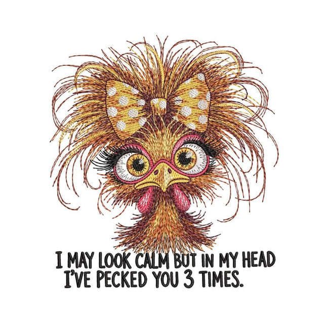 Funny Crazy Chicken Embroidery Design, Cute Chicken Machine Embroidery File, 3 sizes, Instant Download Embroidery/Applique DESIGNS Nino Nadaraia 