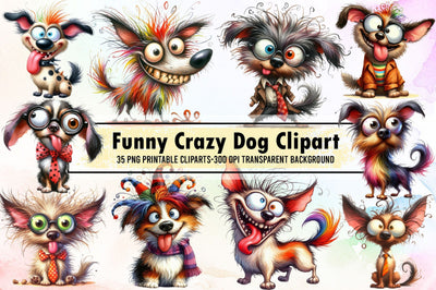 Funny Crazy Dog Clipart Bundle Sublimation designartist 