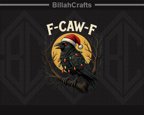 Funny Crow Christmas F-Caw-F Crow Santa Hat & Lights PNG SVG BillahCrafts 