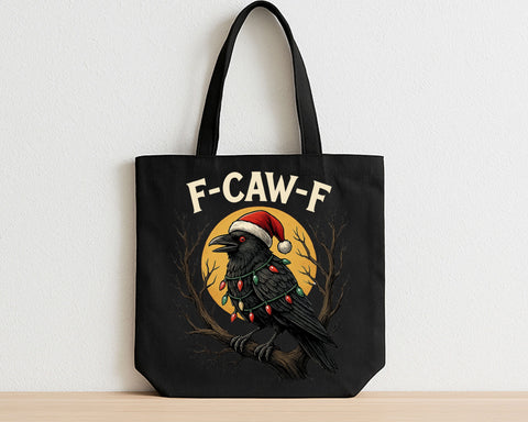 Funny Crow Christmas F-Caw-F Crow Santa Hat & Lights PNG SVG BillahCrafts 