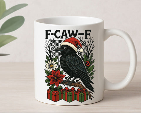 Funny Crow Christmas F-CAW-F Raven Santa Hat PNG SVG BillahCrafts 