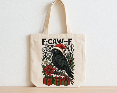 Funny Crow Christmas F-CAW-F Raven Santa Hat PNG SVG BillahCrafts 