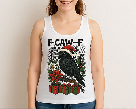 Funny Crow Christmas F-CAW-F Raven Santa Hat PNG SVG BillahCrafts 