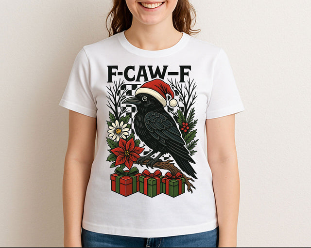 Funny Crow Christmas F-CAW-F Raven Santa Hat PNG SVG BillahCrafts 