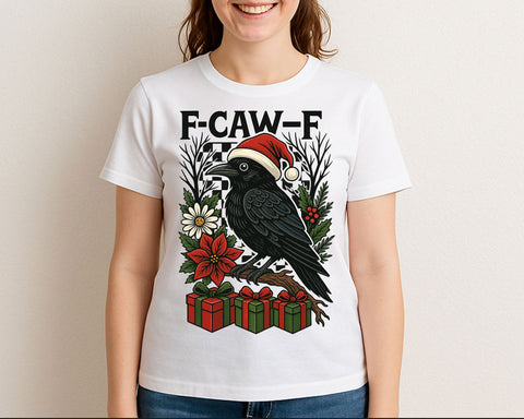 Funny Crow Christmas F-CAW-F Raven Santa Hat PNG SVG BillahCrafts 