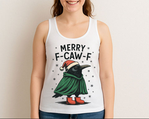 Funny Crow Christmas PNG Merry F-CAW-F Crow Clipart SVG BillahCrafts 