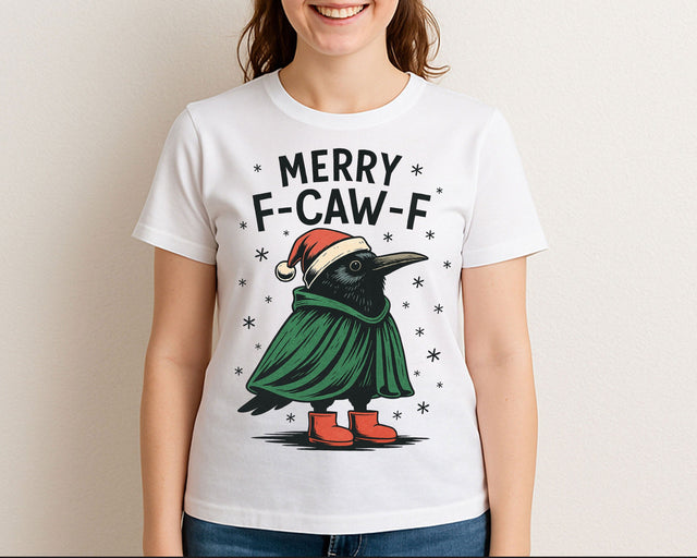 Funny Crow Christmas PNG Merry F-CAW-F Crow Clipart SVG BillahCrafts 