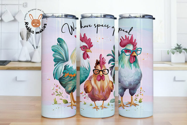 Funny Cute Chicken 20 Oz Skinny Sublimation Tumbler Wrap Digital Design PNG File Download Sublimation Rabbitmakies 