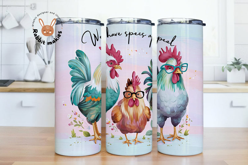 Funny Cute Chicken 20 Oz Skinny Sublimation Tumbler Wrap Digital Design ...