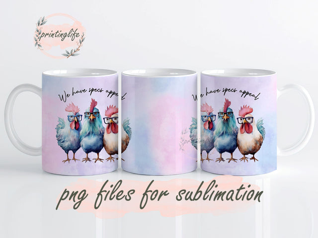Funny Cute Chicken Sublimation Mug Wrap Digital Design PNG File Download 11oz Sublimation PrintingLife 
