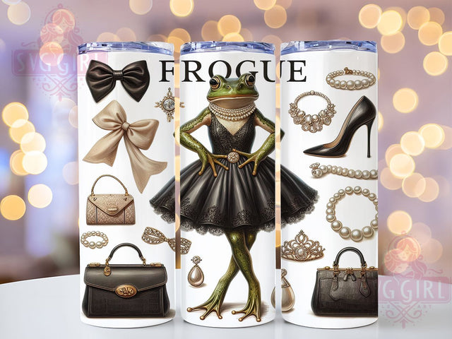 Funny Cute Frog Fashion Tumbler, Frog Fashion Tumbler, 20oz Tumbler Wrap, Cute Frog Tumbler, Frog Design Tumbler, Animal Print Tumbler, Quirky Frog Tumbler Sublimation SvggirlplusArt 
