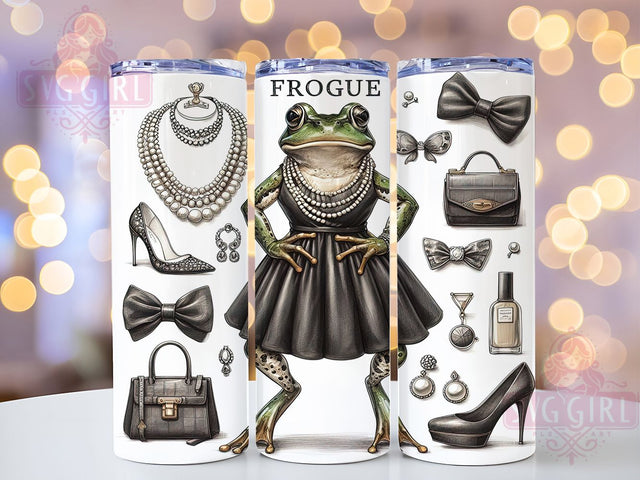 Funny Cute Frog Fashion Tumbler, Frog Fashion Tumbler, 20oz Tumbler Wrap, Cute Frog Tumbler, Frog Design Tumbler, Animal Print Tumbler, Quirky Frog Tumbler Sublimation SvggirlplusArt 