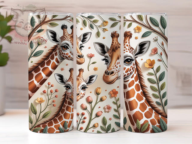 Funny Cute Giraffe Safari 20oz Tumbler, Adorable Giraffes, Playful Animals, Wildlife Theme, Cute Safari, 20oz Tumbler Wrap, Sublimation PNG Sublimation Lara' s Designs 