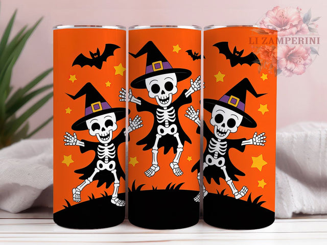 Funny Cute Halloween Skeleton 20Oz Skinny Tumbler Wrap, Halloween Skeleton Cup, Spooky Humor Sublimation, Cute Skeleton Drinkware, Halloween Party Gift Idea, Digital Skeleton Art Sublimation Li Zamperini 