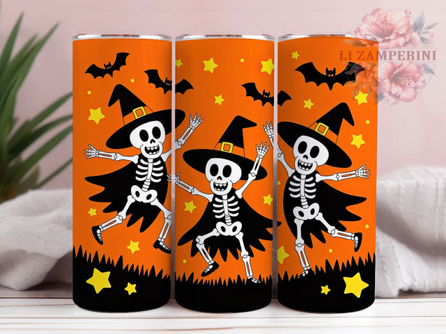 Funny Cute Halloween Skeleton 20Oz Skinny Tumbler Wrap, Halloween Skeleton Cup, Spooky Humor Sublimation, Cute Skeleton Drinkware, Halloween Party Gift Idea, Digital Skeleton Art Sublimation Li Zamperini 
