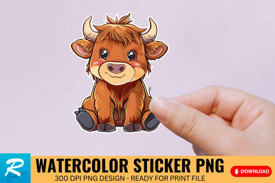 Funny Cute Highland Baby Cow Sticker Clipart Sublimation Regulrcrative 